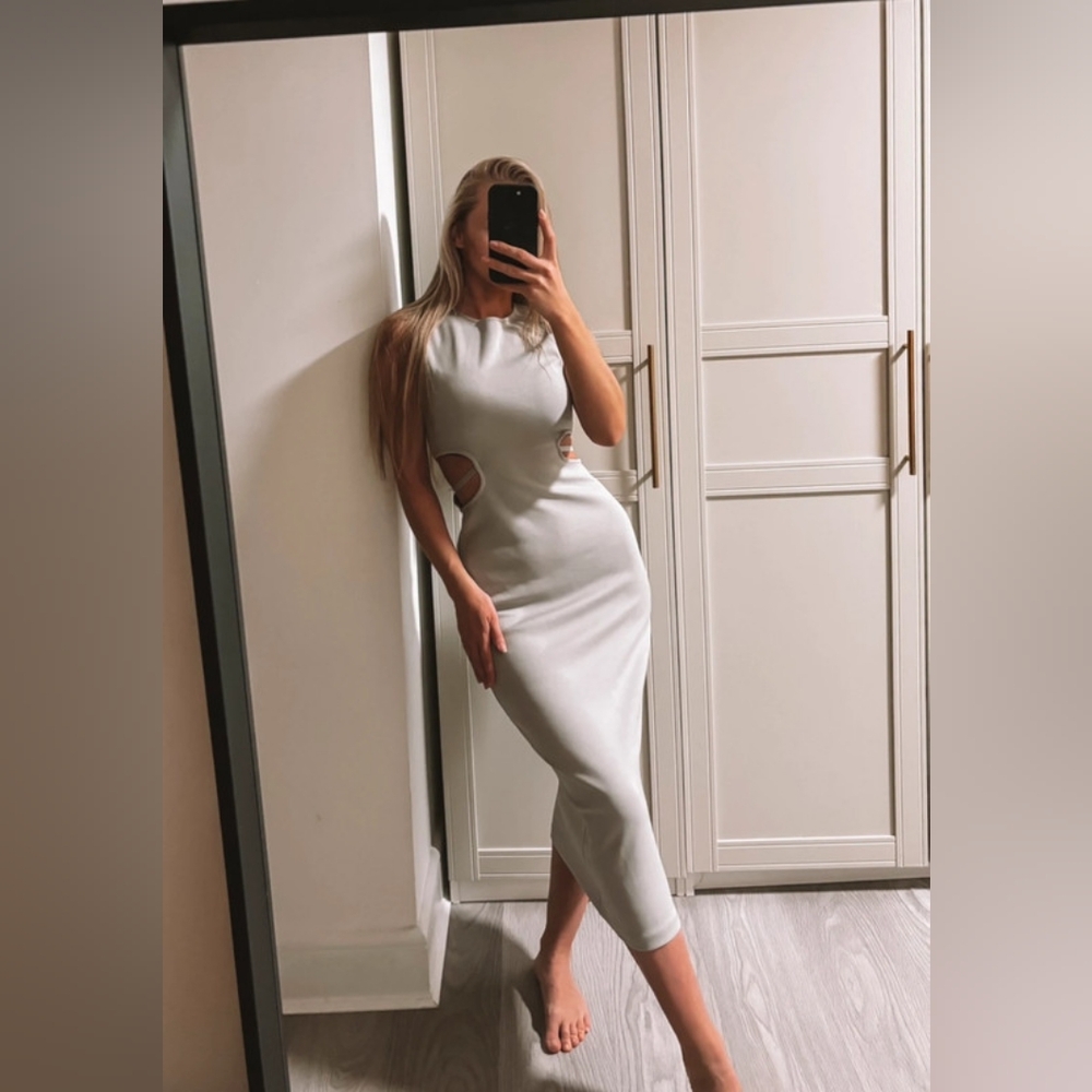 Zara Grey midi dress with cut out details